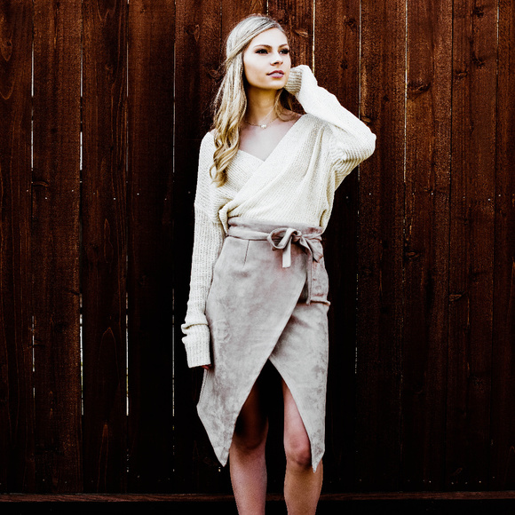 Bare Anthology Dresses & Skirts - Suede Foldover Envelope Skirt